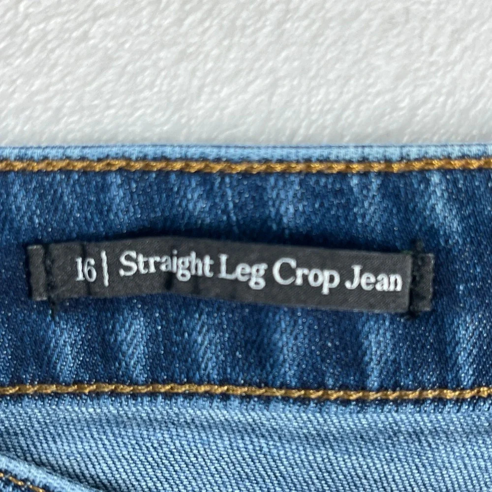 Talbots Straight Leg Crop Jeans Blue Denim Stretch Mid Rise Womens 16